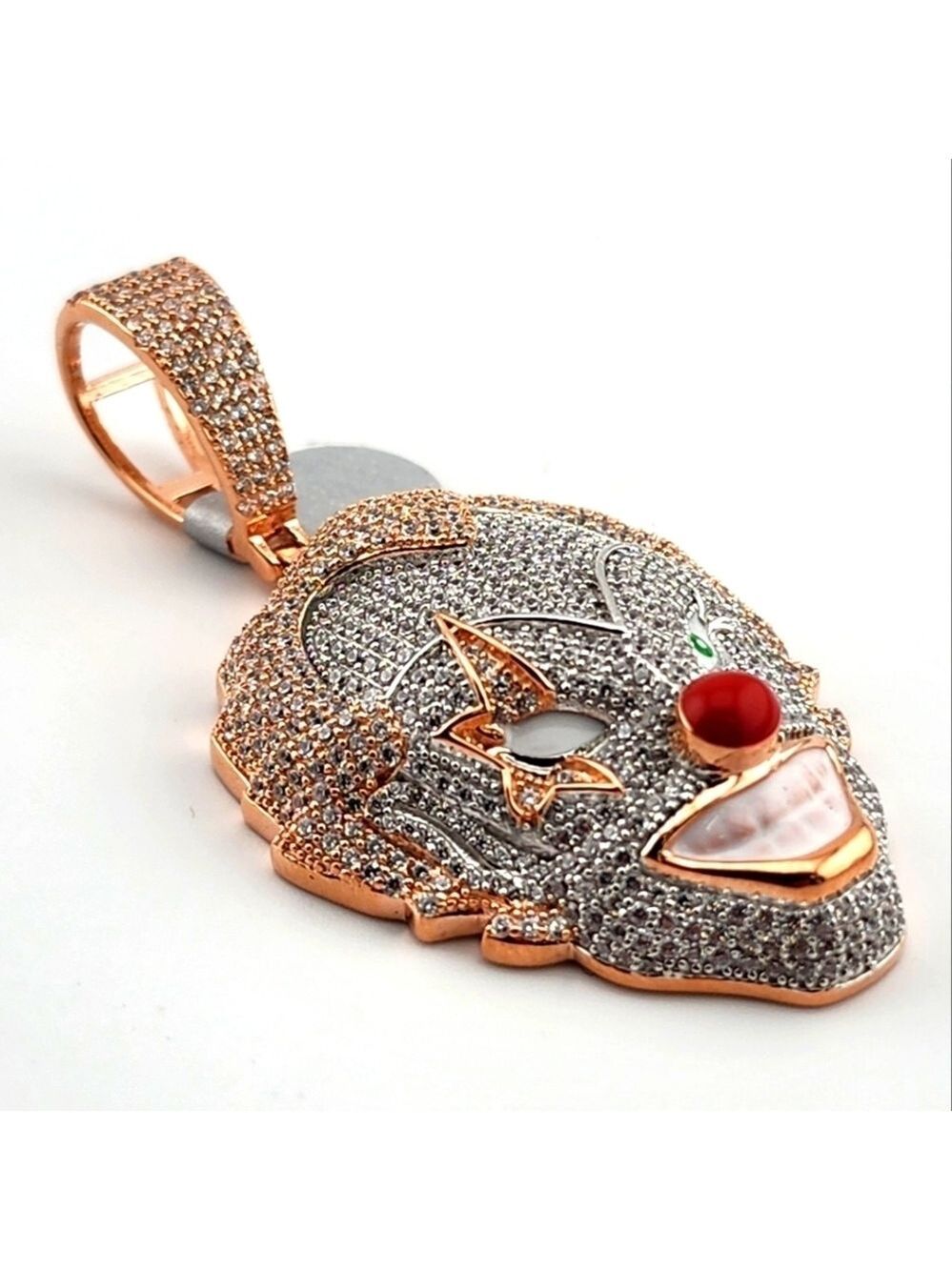 925 Sterling Silver Clown Pendant – Rose Gold Finish & CZ Stones
